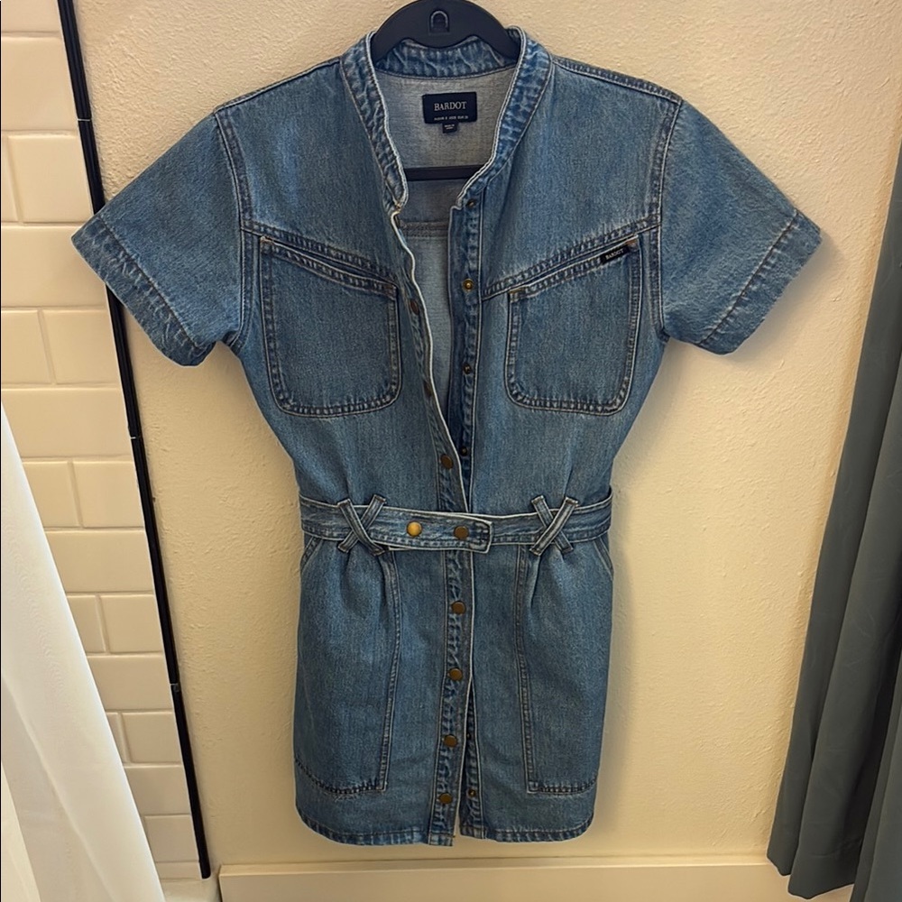 Bardot snap front Belted Denim Dress